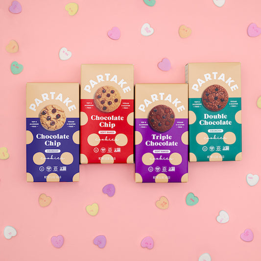 Partake chocolate lovers cookies featuring Chocolate Chip, Soft Baked Chocolate Chip, Triple Chocolate, and Double Chocolate