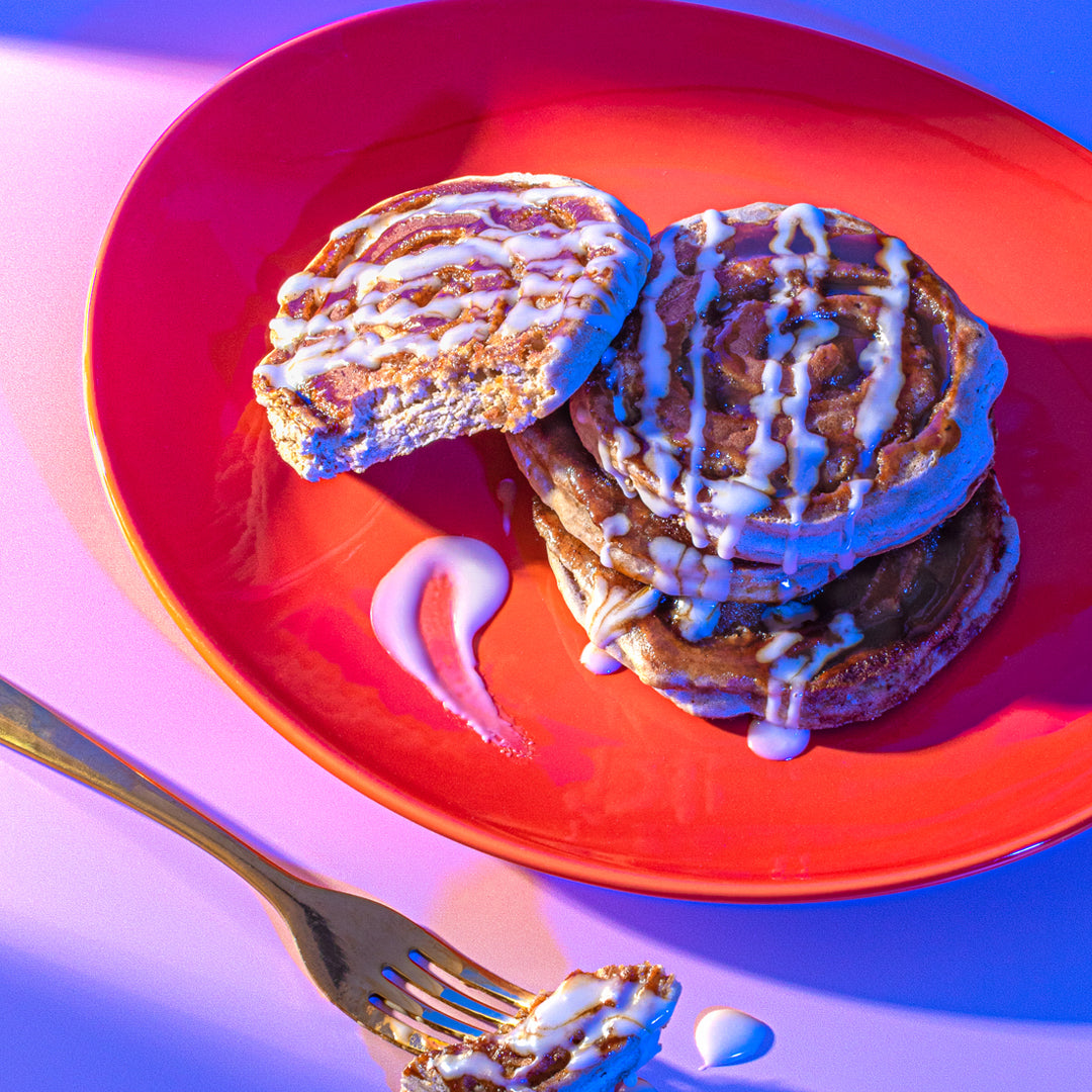 Vegan & Gluten-free Cinnamon Roll Pancakes