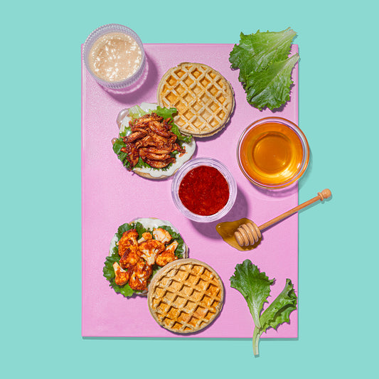 Breakfast For Dinner: Buffalo Cauliflower “Chicken & Waffle” Sandwich