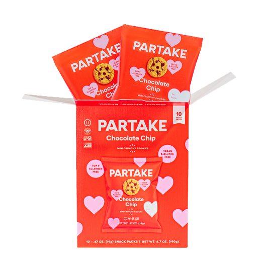 Partake Valentines Chocolate Chip Cookies mini snack pack