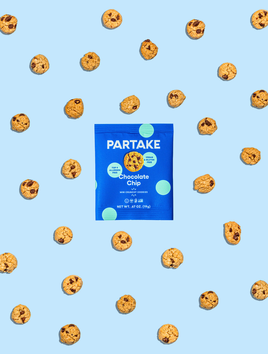 Partake Cookies, Mini Crunchy, Chocolate Chip - 10 - 0.67 (19 g) packets [6.7 oz (190 g)]
